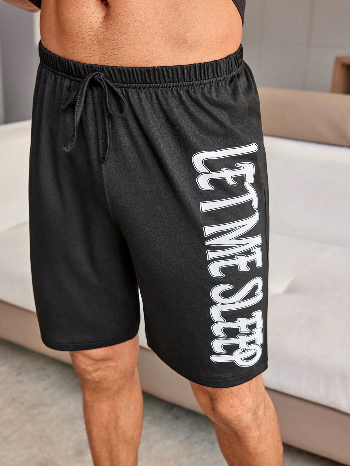Heren Sloganprint Korte mouwen Shorts Pyjama's