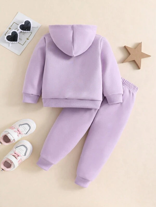 Lila Schoolmeisjes Hoodie Set