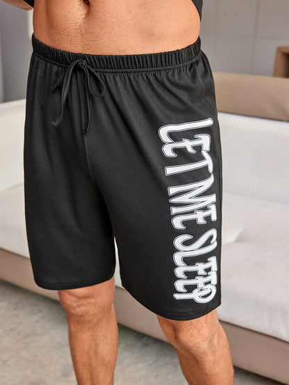 Heren Sloganprint Korte mouwen Shorts Pyjama's