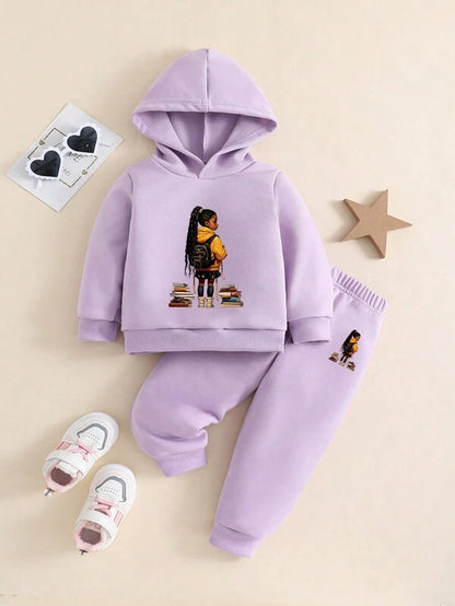 Lila Schoolmeisjes Hoodie Set