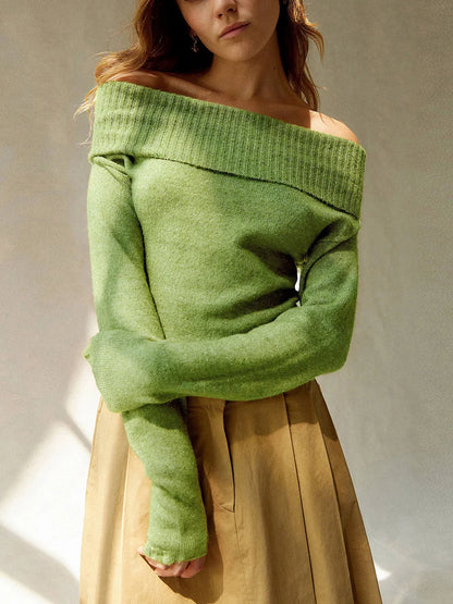 Mis Deze Stijlvolle Groene Off-Shoulder Trui Niet - Beperkte Voorraad!